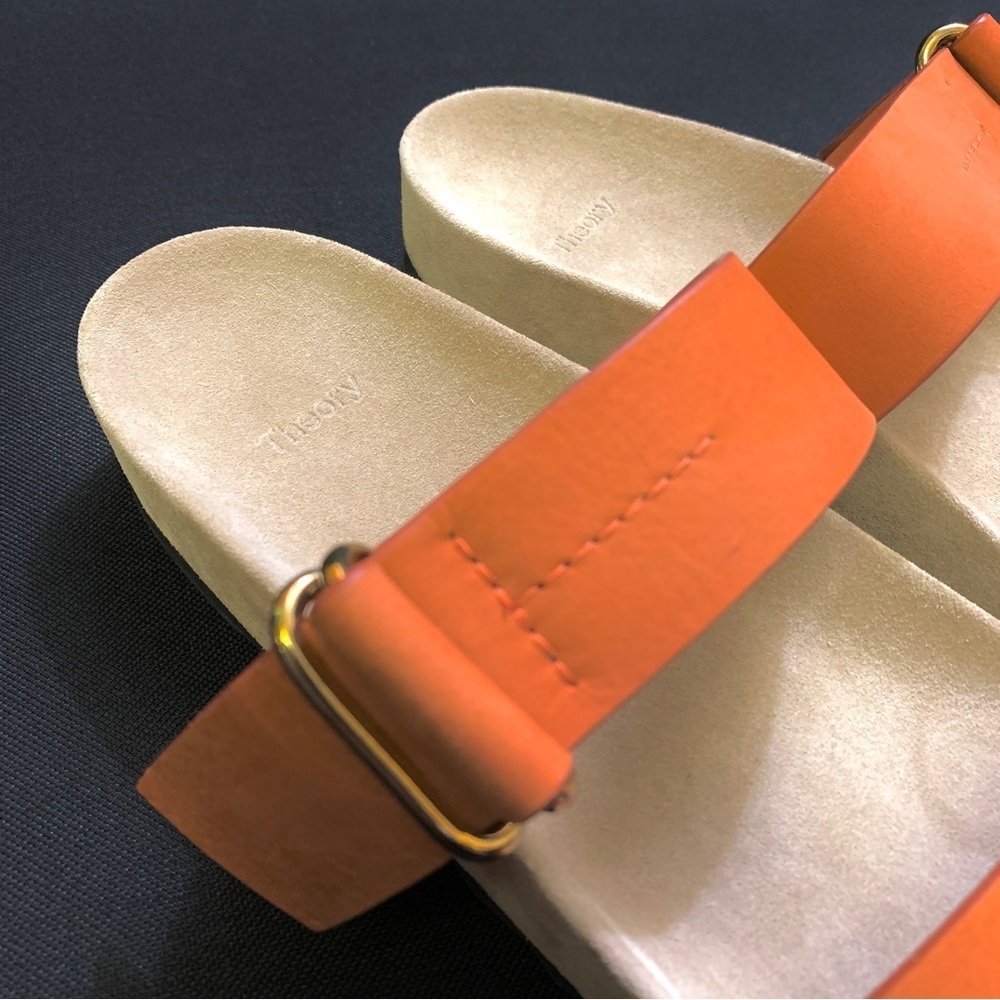 THEORY Genuine Leather Two Strap Slide Sandal w/ Buckle 10 US, … - Picture 8 of 11